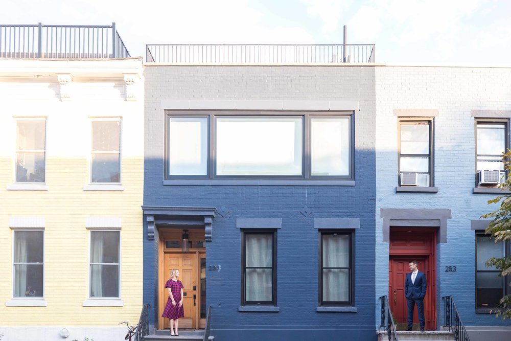 Carroll Gardens Engagement Photo Shoot Session Brooklyn NYC Wedding Photographer Green Building Dobbin Street