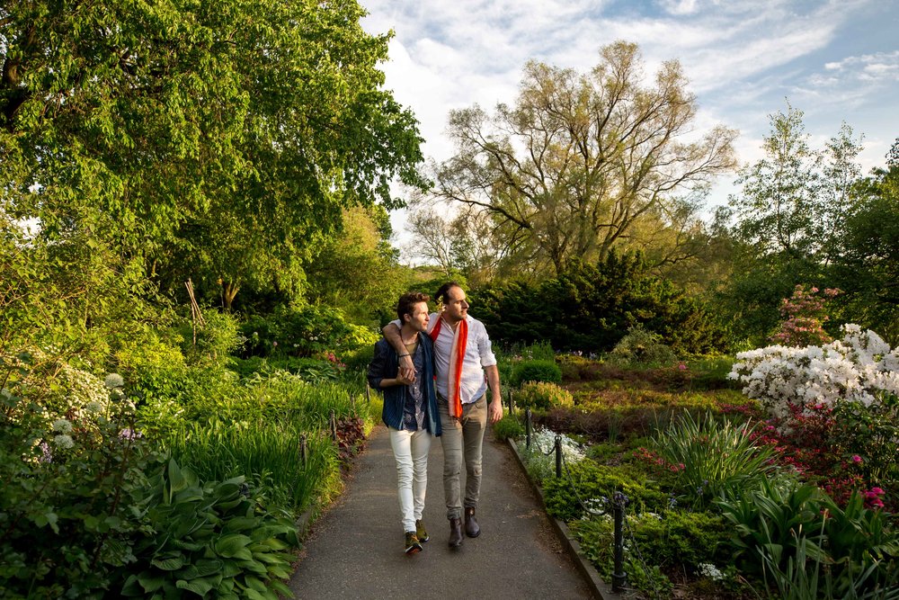 NYC Wedding Photographer Fort Tryon Park Engagement Photo Shoot Session Gay Same Sex Marriage New York