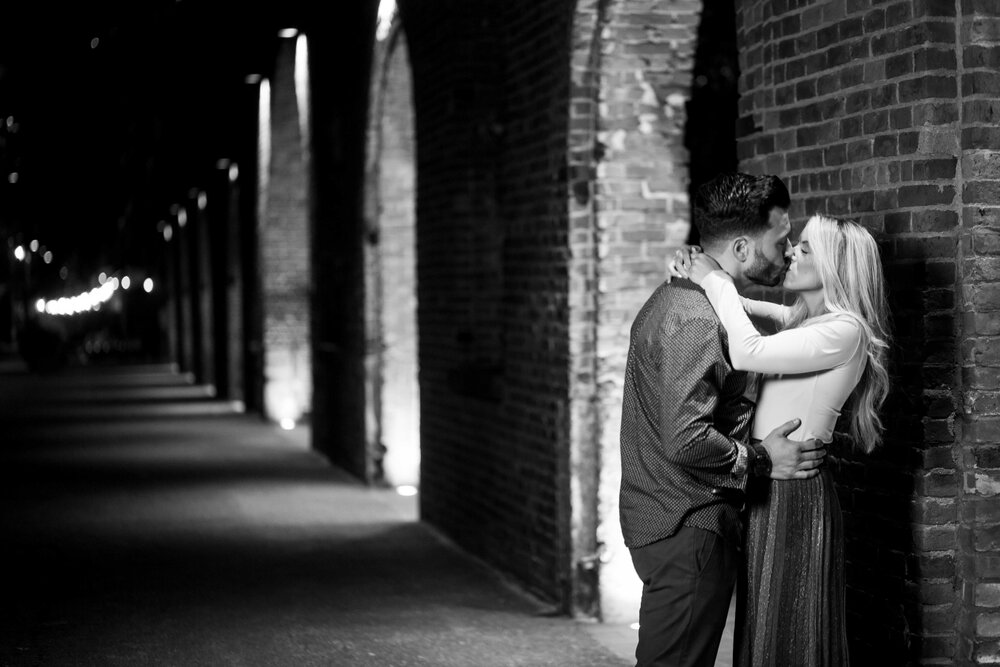 Dumbo Engagement Nighttime Photo Shoot Session Brooklyn Wedding Photographer Night